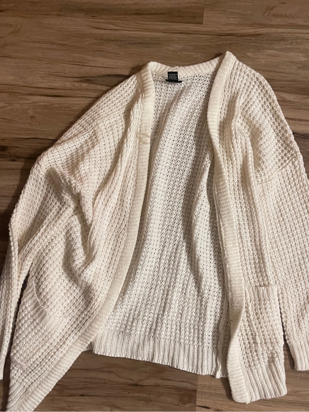 Rue21 Cream Waffle-Knit Open Cardigan
